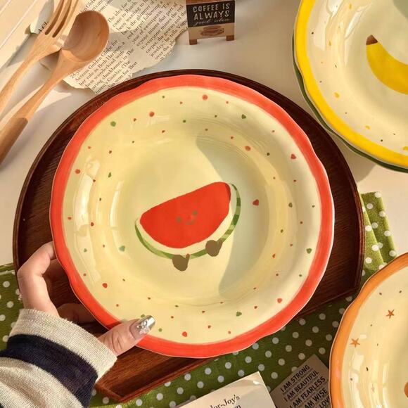 Adorable fruit & croissant plate 8inch set of 4 - Functional Design - Picture 2 of 5